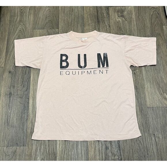 Vintage BUM Equipment T-Shirt Striped Boxy Crop Tee 90s Workout Gym Large 1994 - Picture 10 of 15